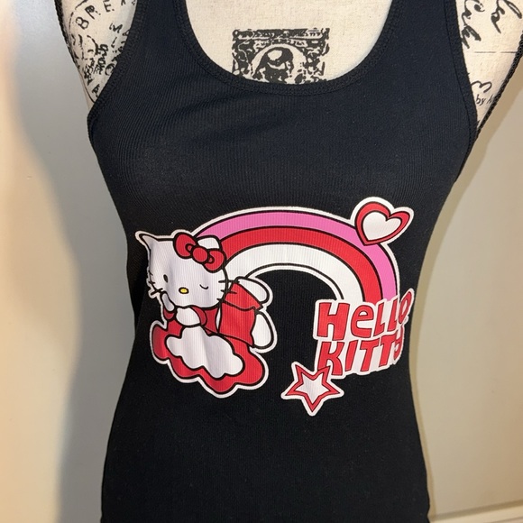Hello Kitty Sanrio Retro Black Tank Top Juniors size Large slim fit - Picture 4 of 11